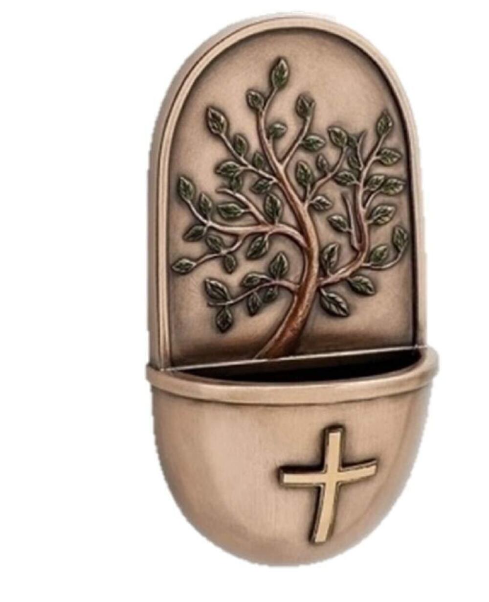 8411 Inc. 6"H Holy Water Font Tree of Life Bronze Wall Font